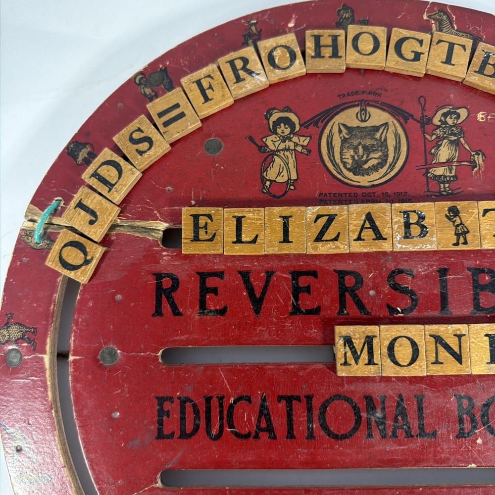 Antique Wooden Reversible Math Learning Board Primitive Classroom Teaching Toy - Picture 3 of 10